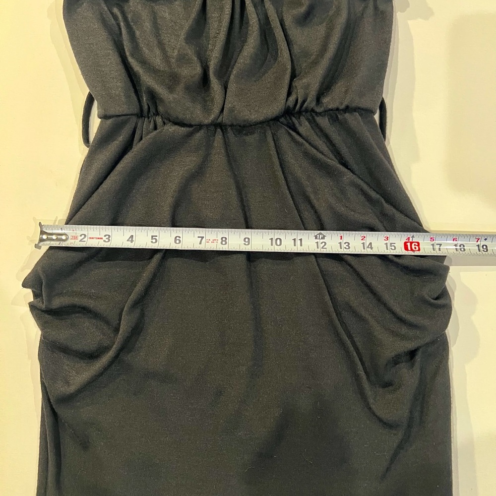 XOXO Y2K Belted Tiered Tassel Drape Dress Braided Black Gold Accents Extra Small - Picture 12 of 16